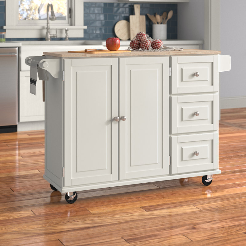 Red Barrel Studio® Kuhnhenn 53.5'' Wide Rolling Kitchen Cart with Solid